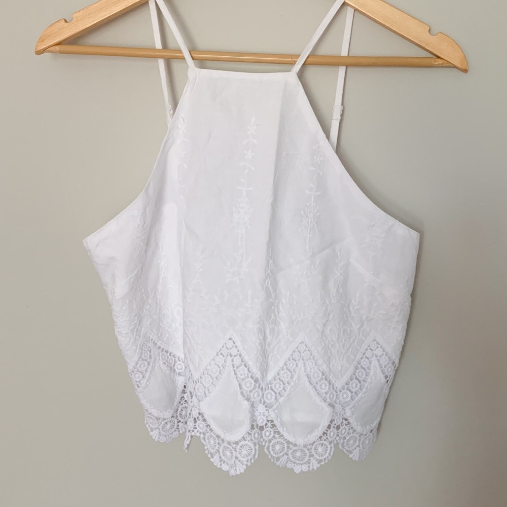Kendall and Kylie high neck cropped eyelet top, new with tag